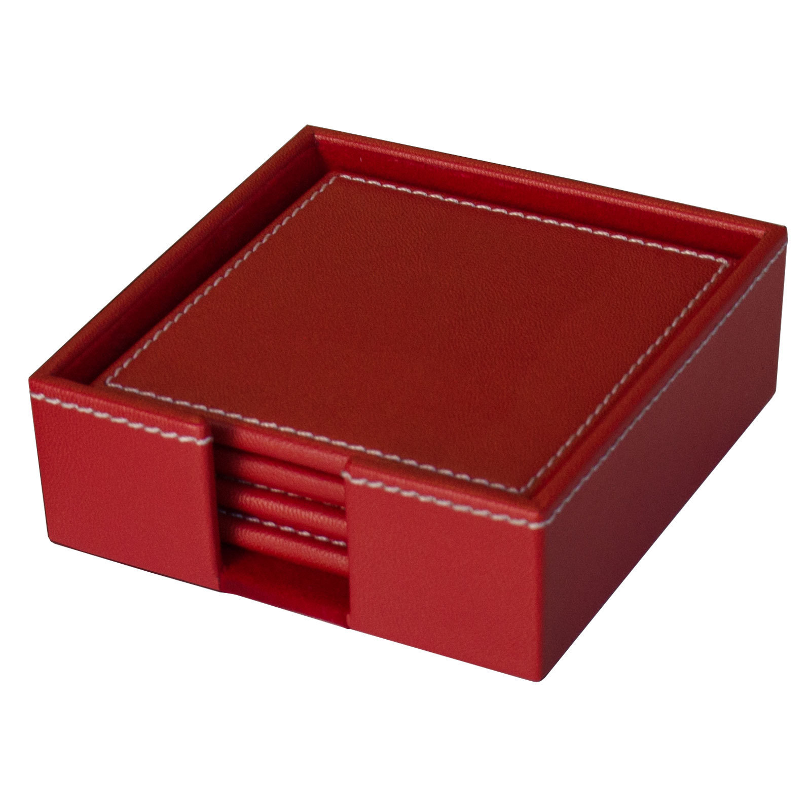 Red Leather Coasters with Holder WAUCUSTK662520 Red Leather Coasters with Holder WAUCUSTK662520